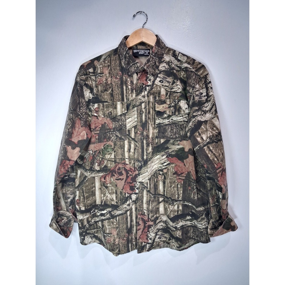 Mossy Oak Break-Up Infinity Camo Shirt Mens Medium Long Sleeve Hunting Button Up